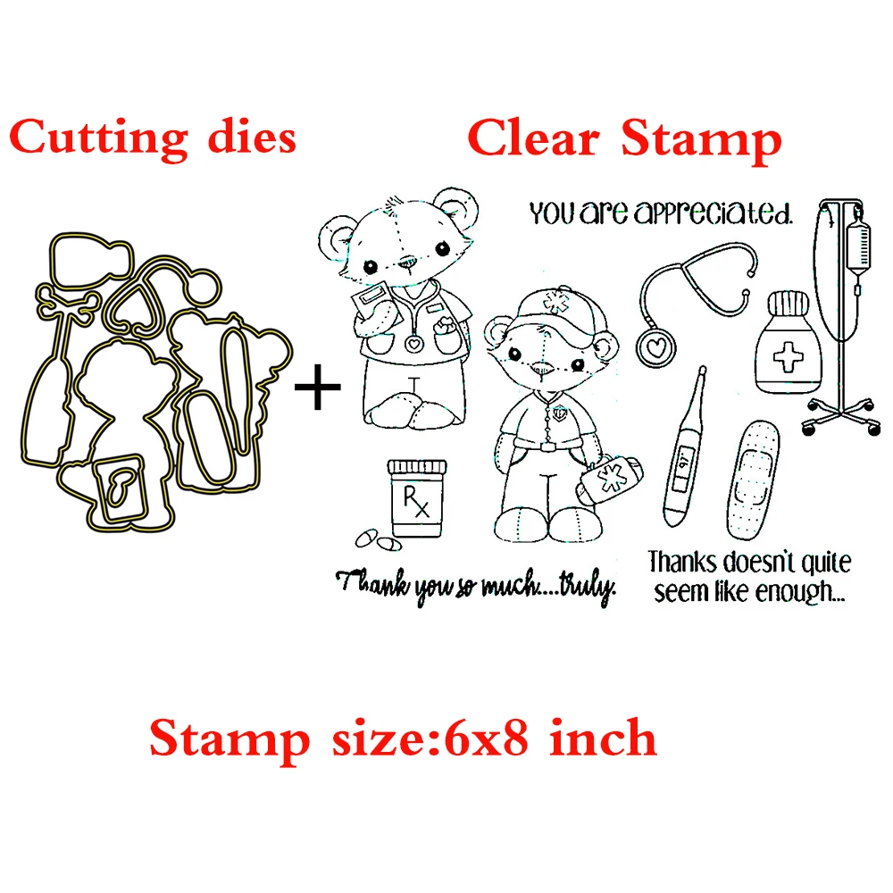 Кукла доктор Bear прозрачные штампы координационные Вырубные для сделай сам