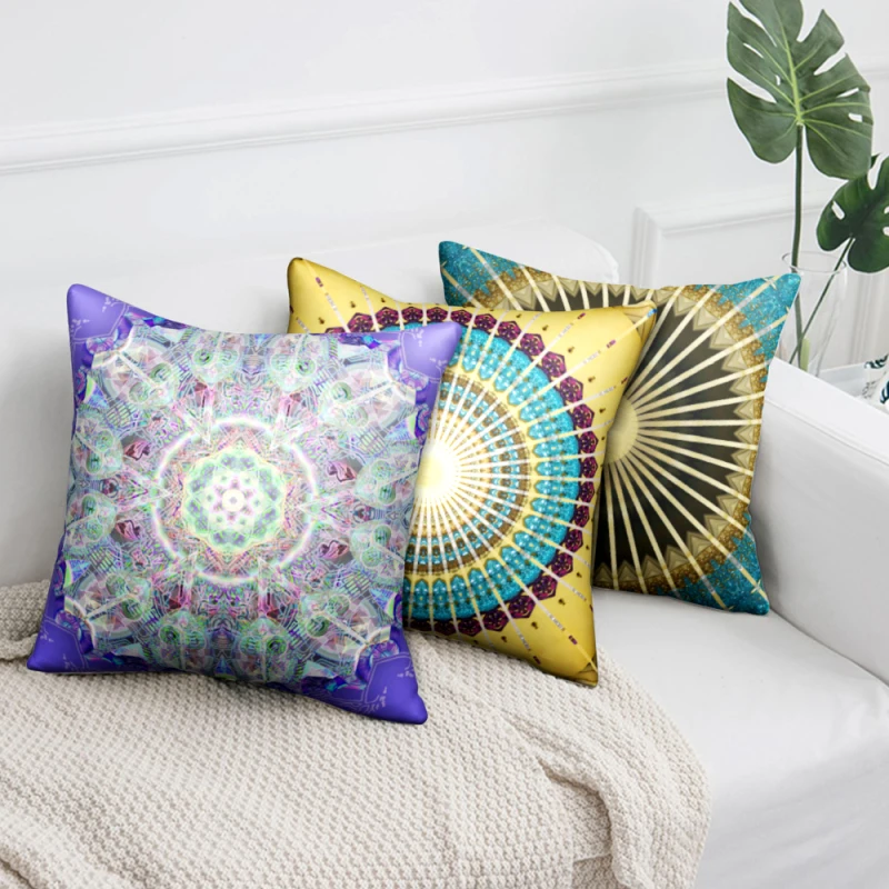 

Mandala Pattern Purple Blue Throw Pillows Cushion Cover Car Decor Home Decoration Sofa Decorative Pillowcase cojines decorativos