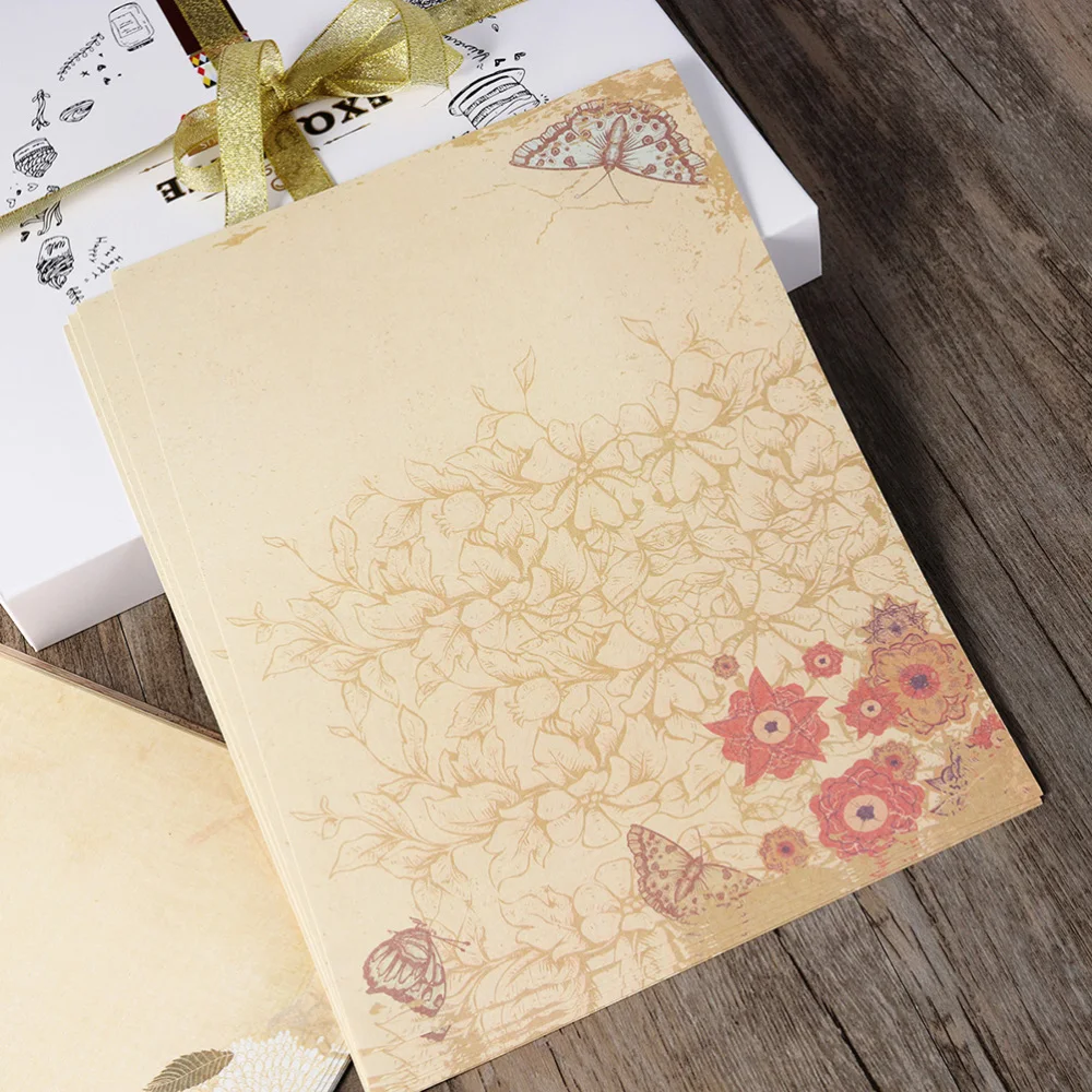 

60pcs Vintage Writing Paper Country Style Note Paper Letter Stationery Paper for Home Office School - A4 Size (Mixed Style)