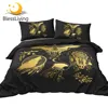 BlessLiving Eagle Duvet Cover Set Dreamcatcher Comforter Cover Golden Black Bedclothes Bohemian Home Textile Feather Bedding Set 1