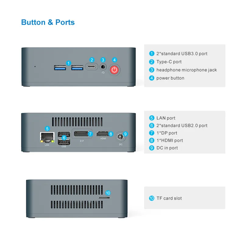 Мини-компьютер Beelink U55 Win10 Intel Core I3-5005U 2,4G+ 5,8G Dual Wifi 8GB DDR3L 256GB 512GB SSD DP+ HDMI с двойным экраном