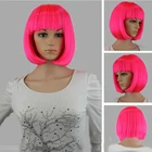 HAIRJOY синтетические волосы для женщин короткий прямой парик Боб термостойкие волоконные полные челки