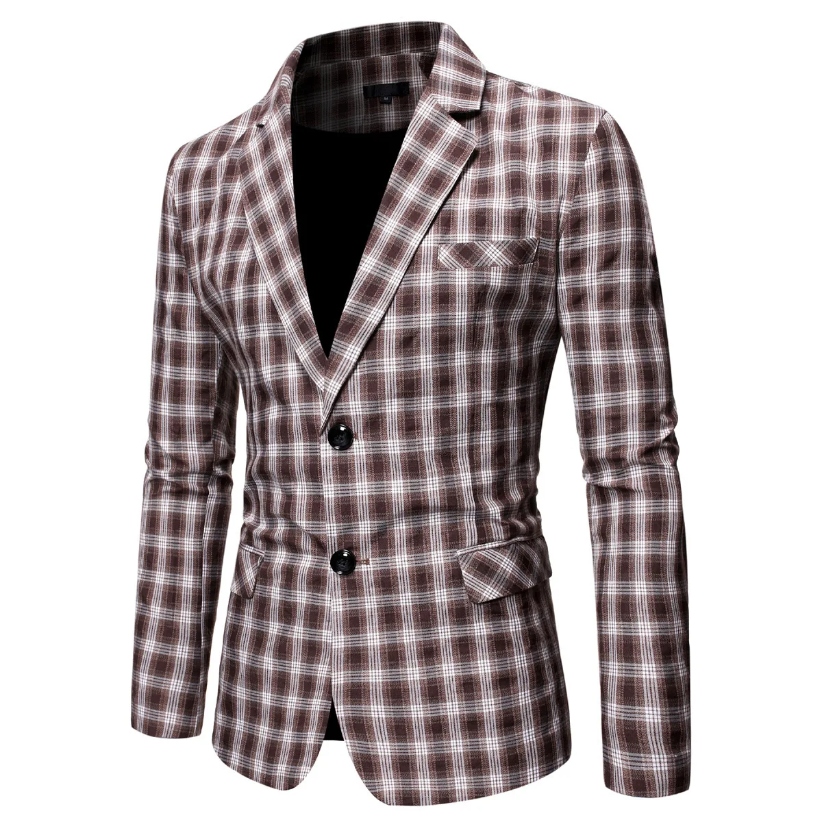 

Men's European and American autumn new slim checked suit men's trend checked suit jacket suit