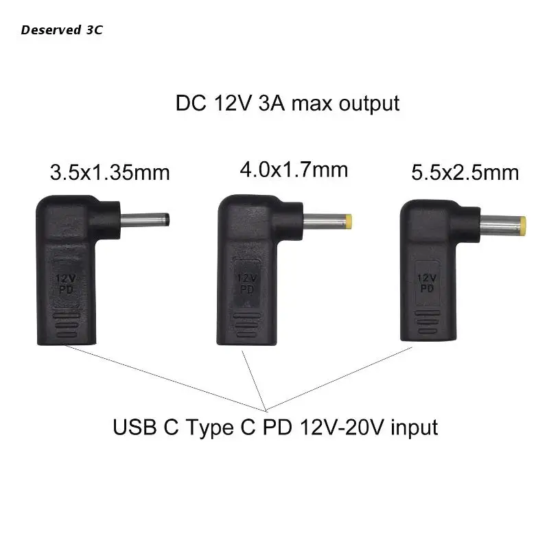 

R9CB USB C/Type-C PD to 12V 3.5/4.0/5.5mm Converter Home Office Type-C Power Adapter Multipurpose Type-C Power Converter