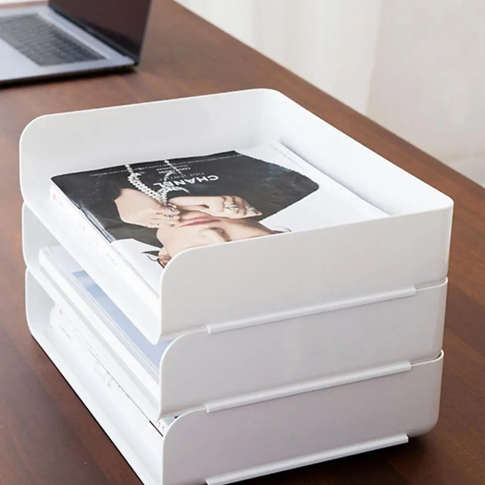 new desktop storage single layer stackable office desk storage box letter paper mobile phone headphone tray magazines document free global shipping
