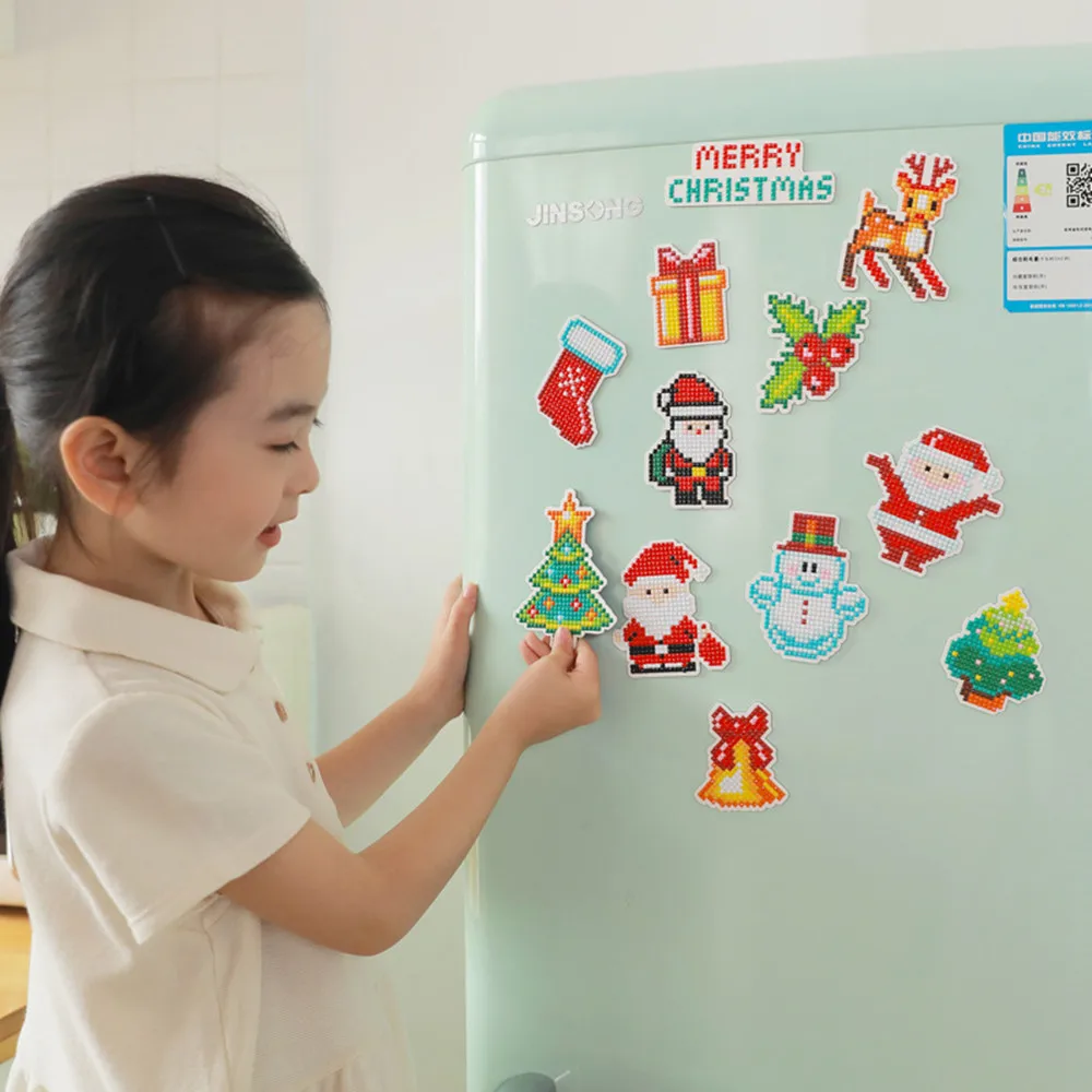 

5D Merry Xmas магнит на холодильник DIY Алмазная картина полная дрель Милая наклейка Санта для домашнего декора наклейки подарки декоративные