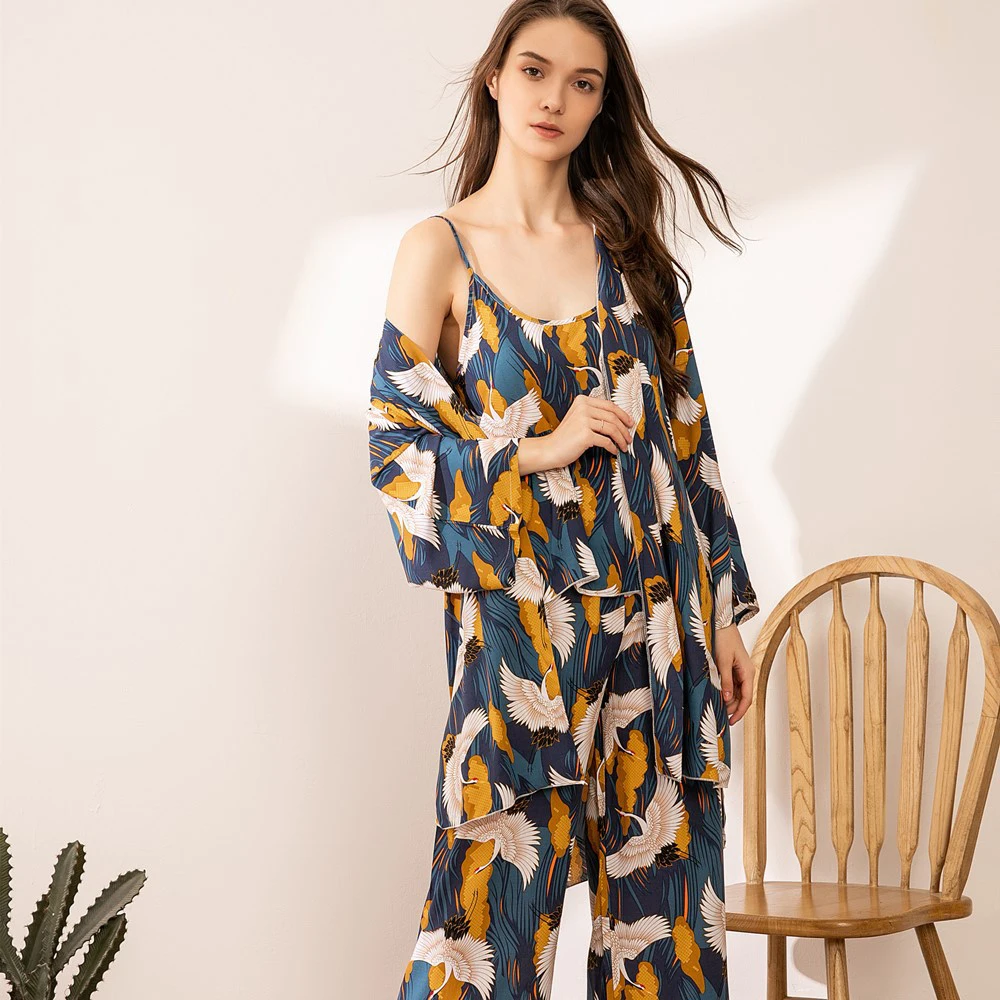 Пижамный комплект мягкий женский одежда для сна на весну и осень кардиган с