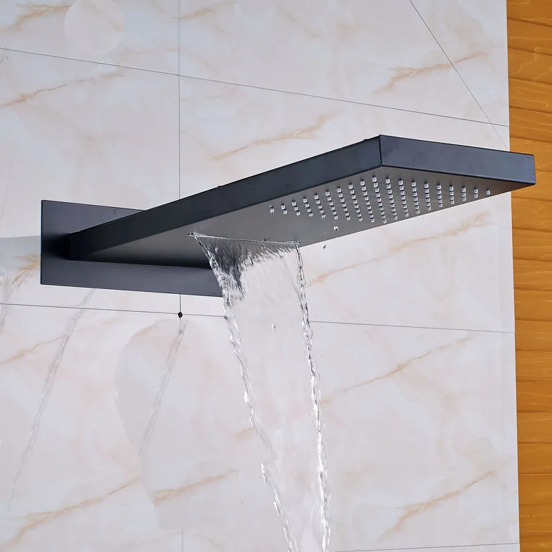 Насадка для душа Водопад настенное крепление 2 функции Сменная головка черная