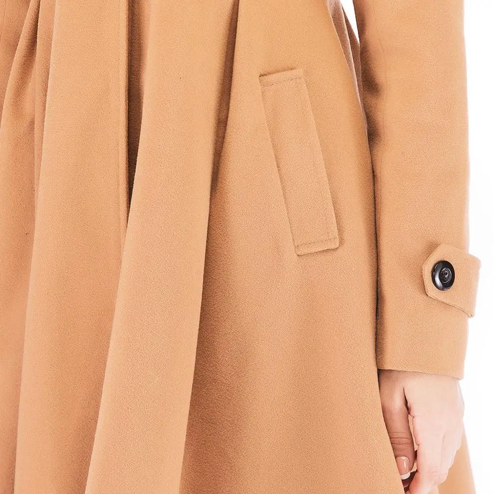 

2019 Coat Women Wool Plus Size Autumn Winter Solid Hooded Horn buckle Long Sleeve Button Coat Cashmere Woolen Coat Winter