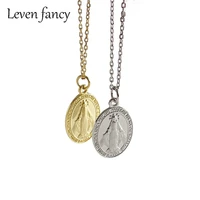 925 sterling silver women religion jewelry gold christian choker pendant virgin mary miraculous medal maria christmas necklace