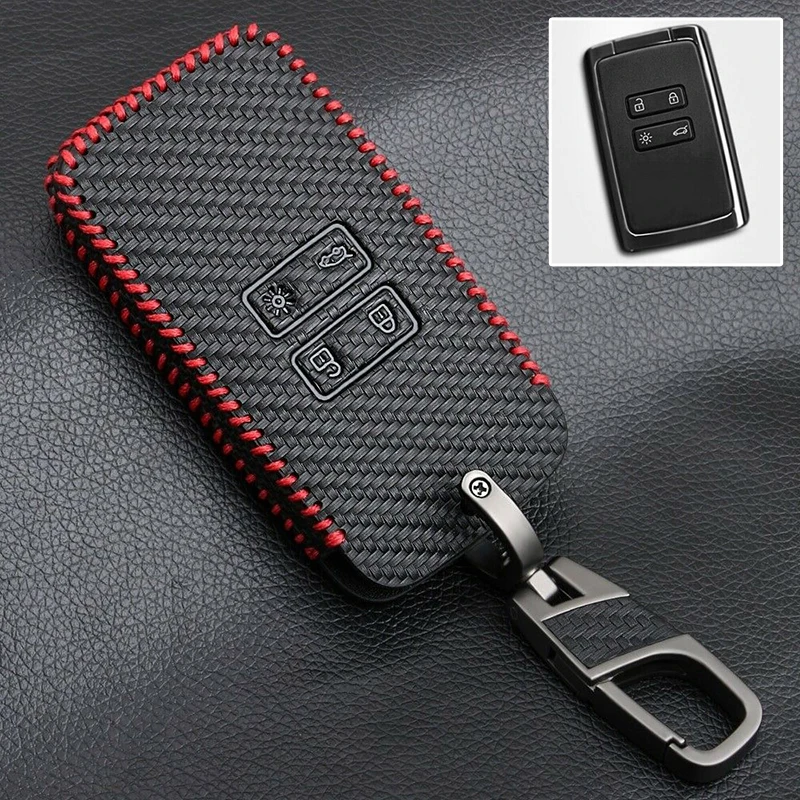 

Leather Car Key Protective Case Cover Keychain For Renault Captur Clio Megane