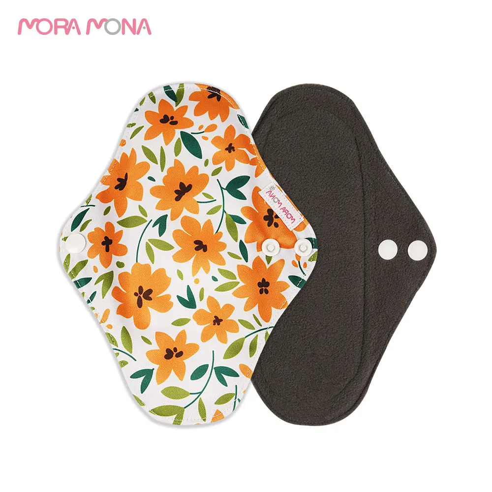 

Mora Mona 5-Pcs Washable Cloth Bamboo Charcoal Menstrual Pad Breathable Reusable Women Feminine Panty Liner Sanitary Napkin