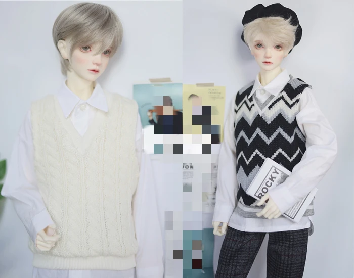 

BJD Doll clothes suitable for 1/3 1/4 POPO 68 Size Literary V-neck Wool Sleeveless Vest Doll Accessories