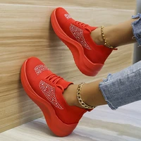 fashion womens shoes 2021 summer new style rhinestone flying woven mesh lace up breathable casual sports shoes large size 35 43