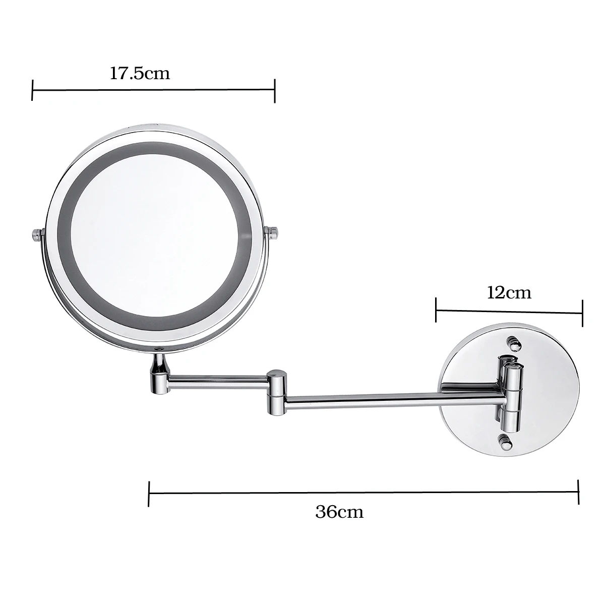 

7'' Makeup Vanity Mirror with Light LED Touch Screen 5X Magnification Mounted Telescopic Enlargement 2-Face Cosmetic Mirror