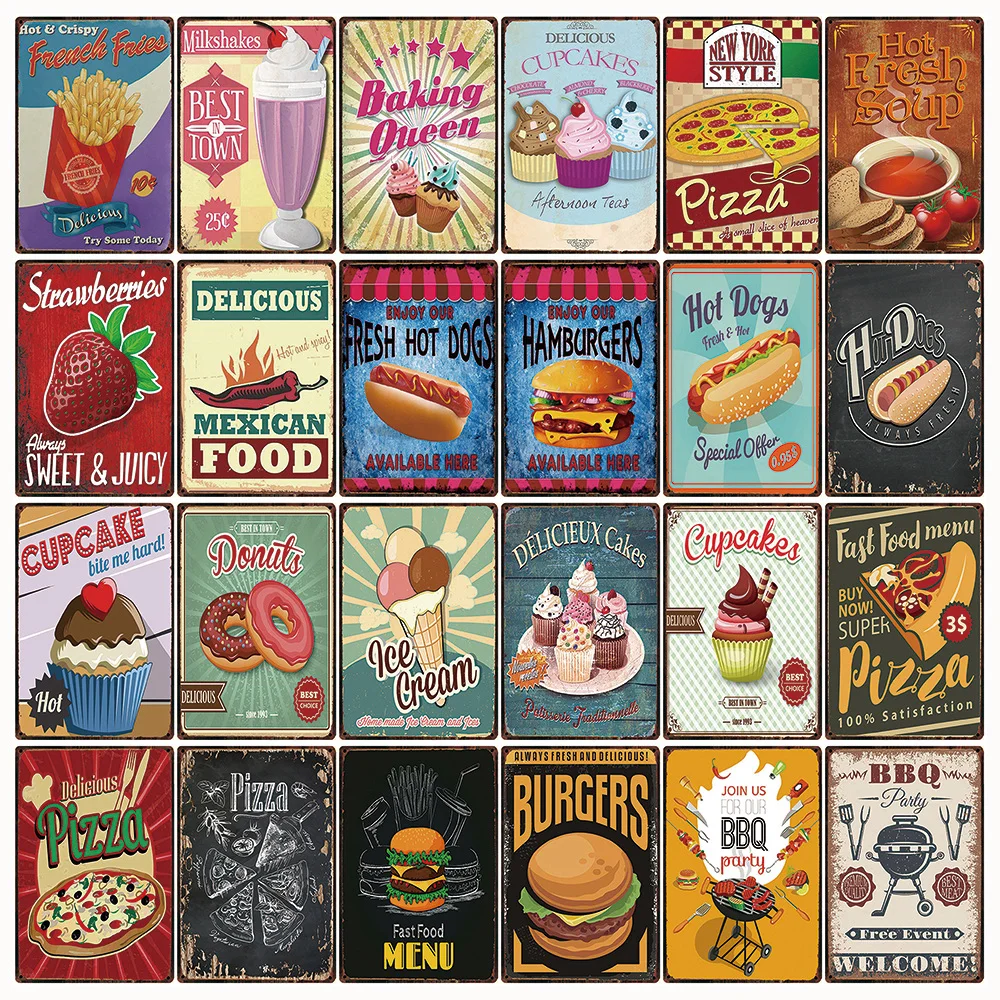 [Kelly66] Еда хот-дог мороженое пицца гамбургер пончики металлическая жестяная