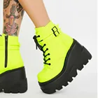 Женские мотоциклетные ботинки на танкетке, с круглым носком, на молнии