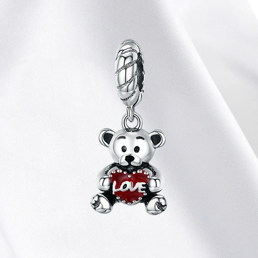 

silver 925 charm Love bear Dangle charm pendant Fit Original Pandora Necklace for women fashion jewelry gift