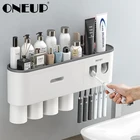 Настенный держатель для зубных щеток ONEUP, магнитная двойная Автоматическая стойка для хранения зубной пасты, дозатор, аксессуары для ванной комнаты