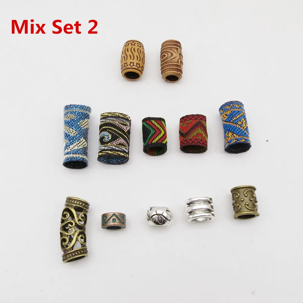 12 шт./упак. mix деревянная металлическая ткань оплетка для волос страшный Дред