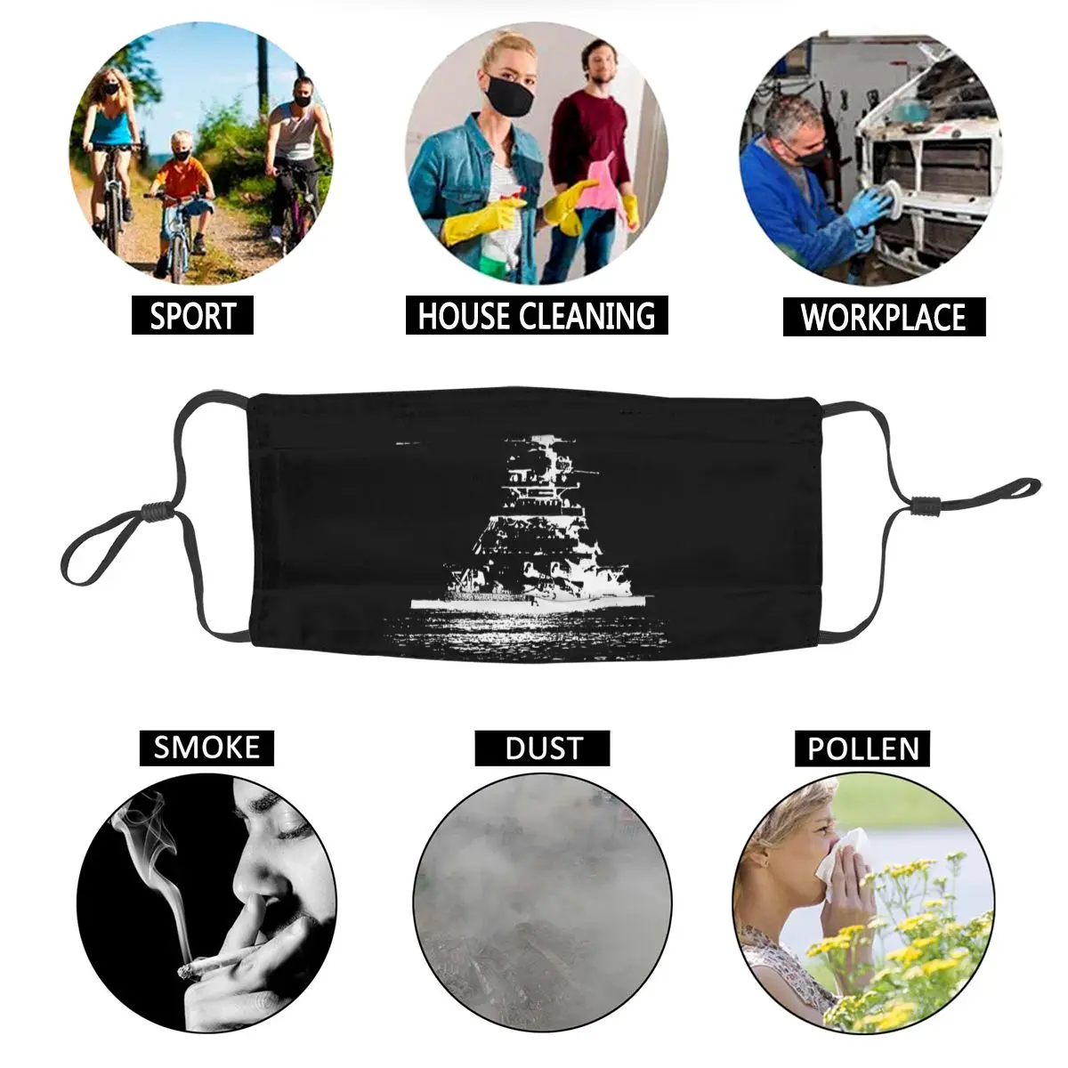 

Wehrmacht Bismarck Battleship Non-Disposable Mouth Face Mask Anti Haze Dust Protection Cover Respirator