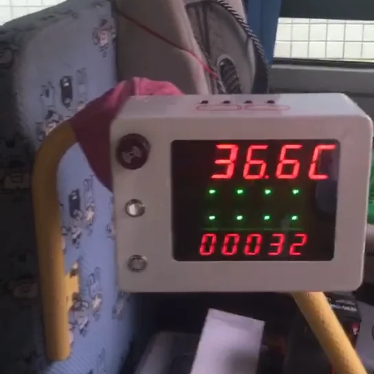 

Automatic walk through IR human body temperature measurement with alarm and counter for bus