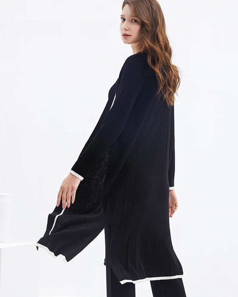 Женская майка Zhili длинный кардиган брюки 3 шт. Suit_Black-Cardigan_Medium |