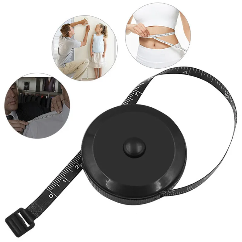 

1.5m/60inch Black Tape Measures Dual Sided Retractable Tools Automatic ABS Flexible Mini Sewing Measuring Tape