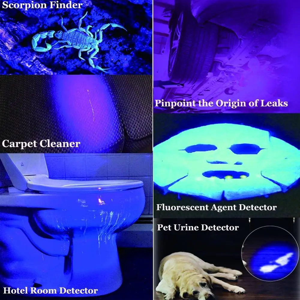 

100 LED UV Ultra Violet Flashlight 395nm Blacklight Detector AA Battery Powered Detection Outdoor Torch Lamp Light