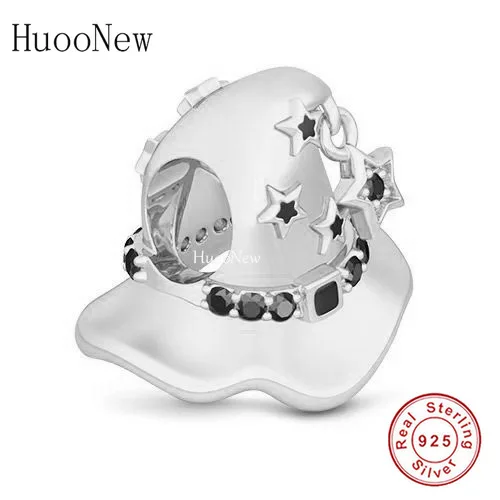 

Magic Hat with Black CZ Charms Fit Bracelet Necklace 925 Sterling Silver Star Bead Jewellery Birthday Mum Wife Girlfriend Gifts