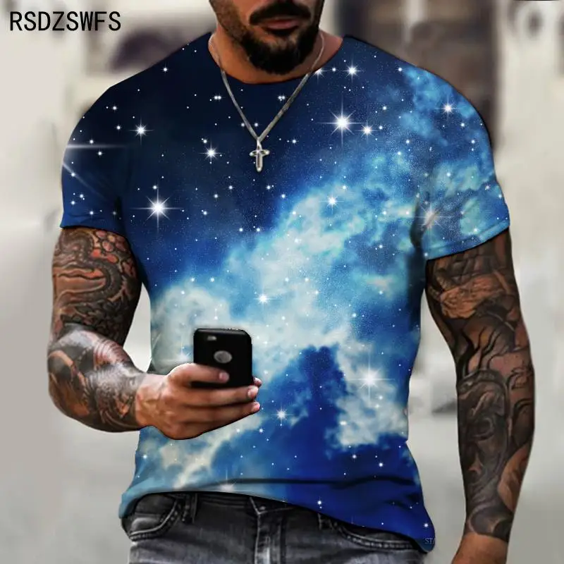 Футболка детская с 3D принтом космоса галактики планеты Вселенной | Мужская