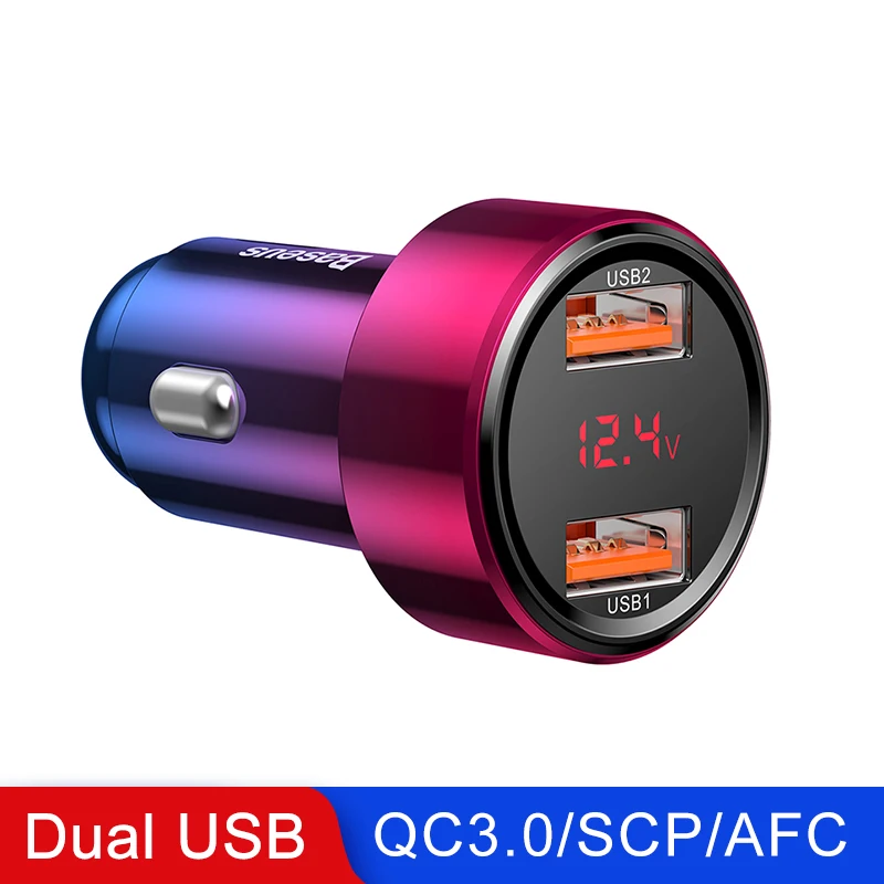 Baseus 6A автомобильное быстрое зарядное устройство 45 Вт QC4.0 QC3.0 Зарядка для iPhone XR X Max 8 Xiaomi huawei P30 телефон автомобильное быстрое зарядное устройство - Название цвета: 2USB Red