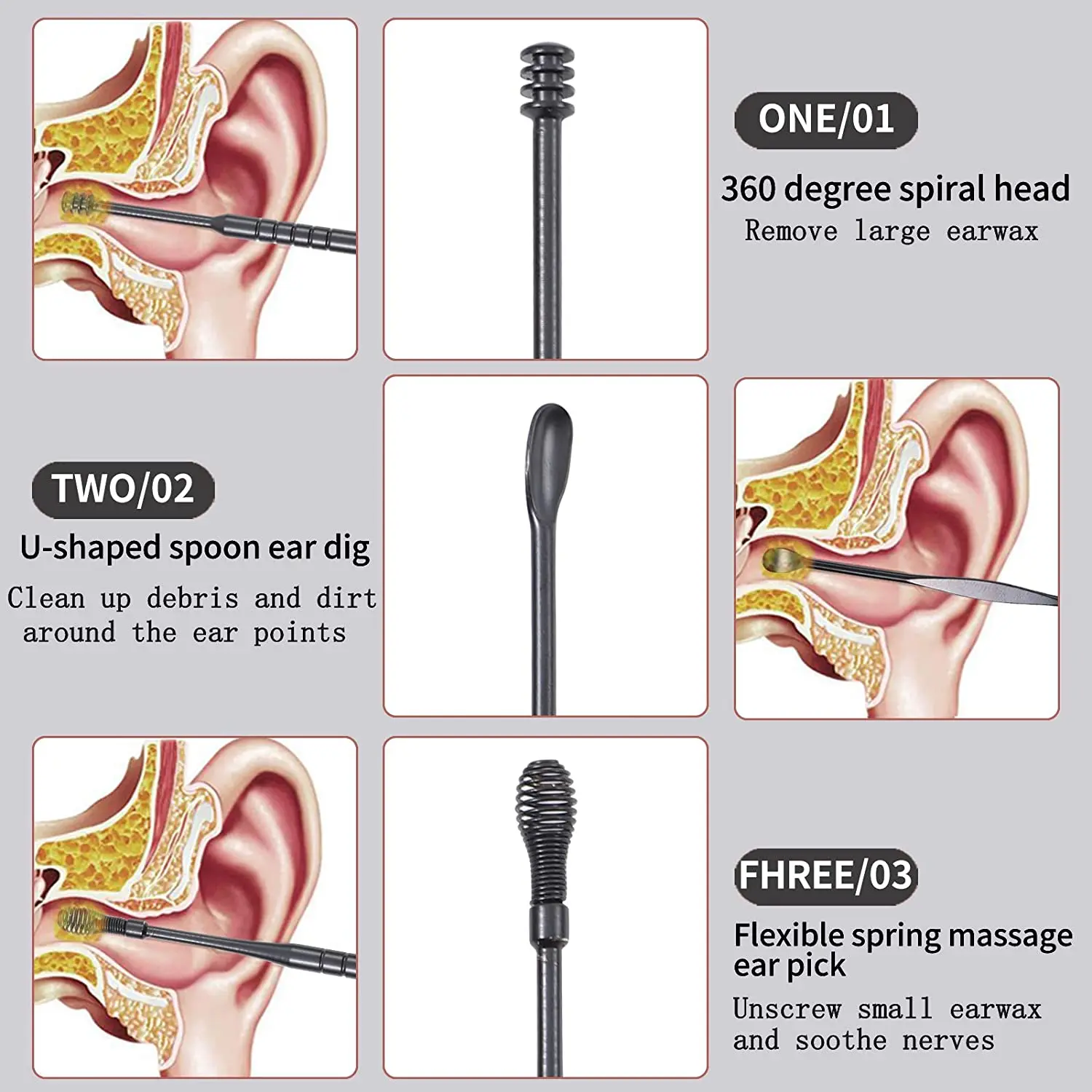 7 шт. многоразовые приспособления для удаления ушной серы|Уход за ушами| |
