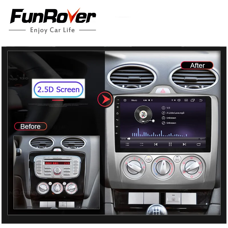 FUNROVER android 9 0 2.5D + IPS автомобильный dvd мультимедийный плеер для Focus 2004 2012 радио gps