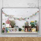 Фон для фотосъемки с изображением пасхального кролика яйца красивой лужайки флажки декорация для праздника для детей реквизит для фотосъемки