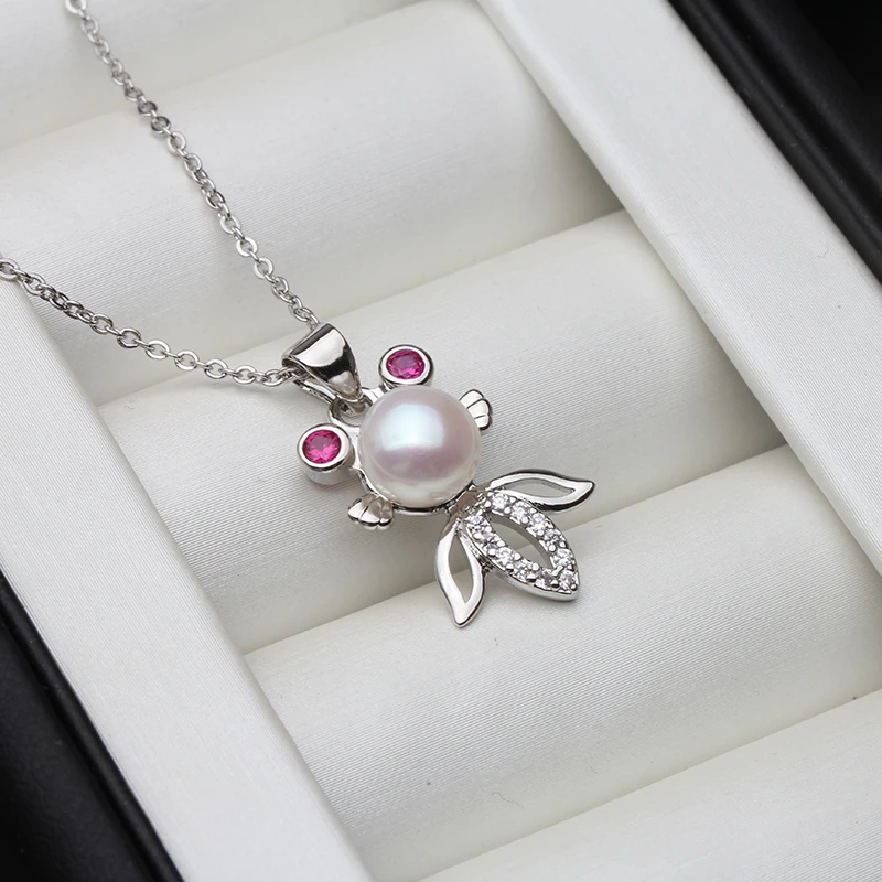 

Fashion White Black Pearl Necklace For Women 925 Silver Pendant Necklaces Fine Jewelry Girlfriends Valentine Gifts