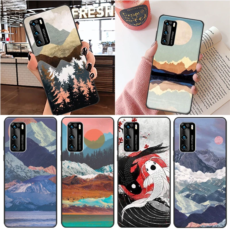 

Hand Painted Phone Case For Huawei P40 P30 P Smart Z 2019 2021 P20 Lite Pro Plus Soft TPU Funda Cases Carcasa