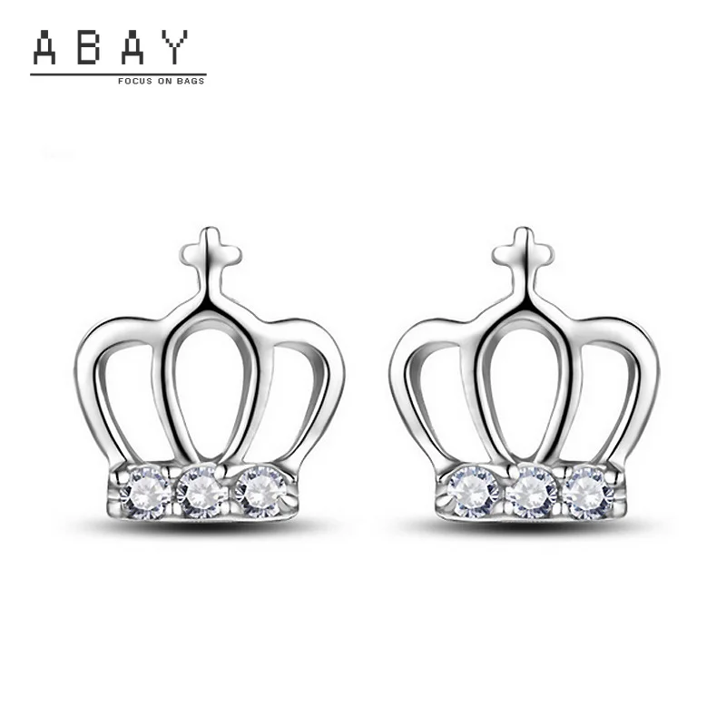 

S925 Silver Needle Inlaid Rhinestone Crown Earrings Women's New Hot Sale Simple Princess Luxury Design Advanced Sense Fashion