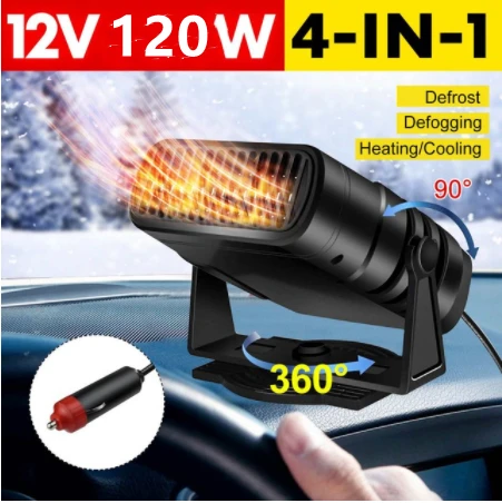 

12V/24V Powerful Car Heater Portable 360 Adjustment Electric Heater Cooling Fan Air Purifier Windscreen Defogging Defrost