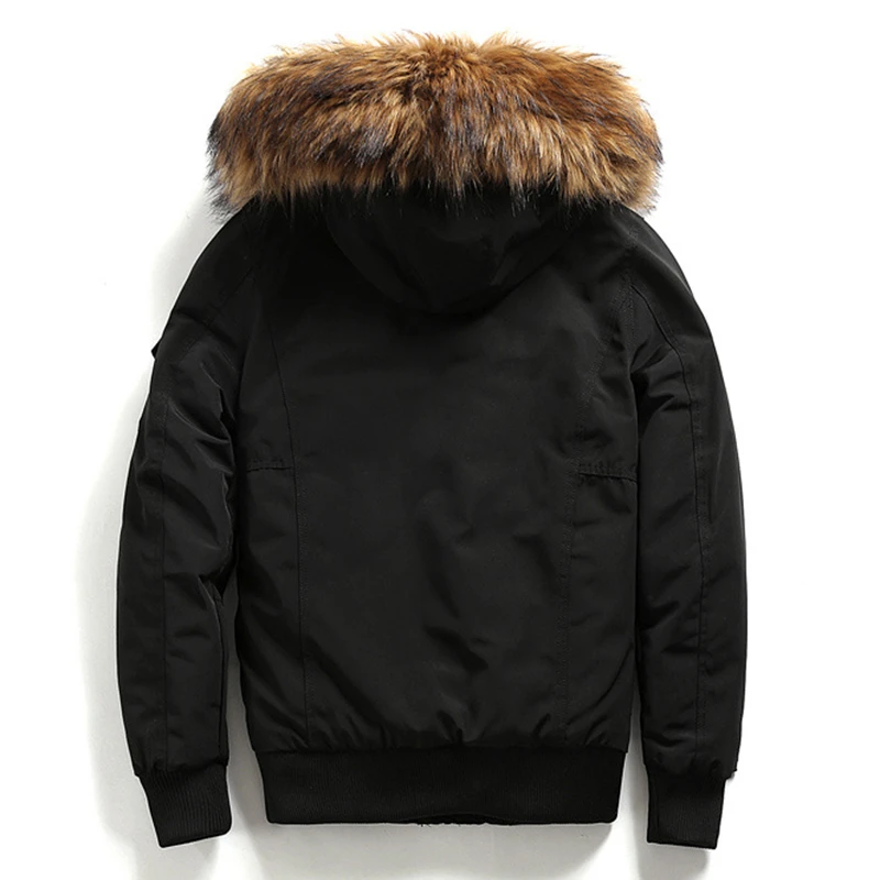 Зимняя мужская куртка пальто 2019 Модный Черный Армейский зеленый меховой