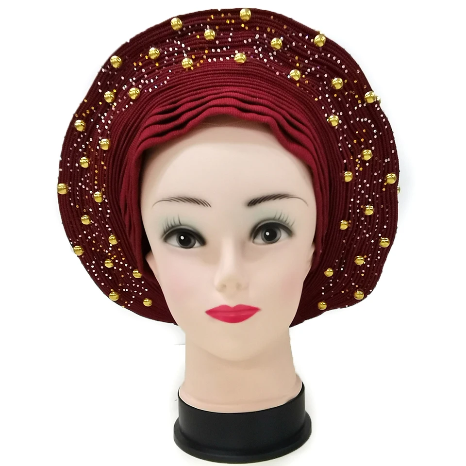

African Aso Oke Already Made Auto Gele Headtie Caps SX01-7
