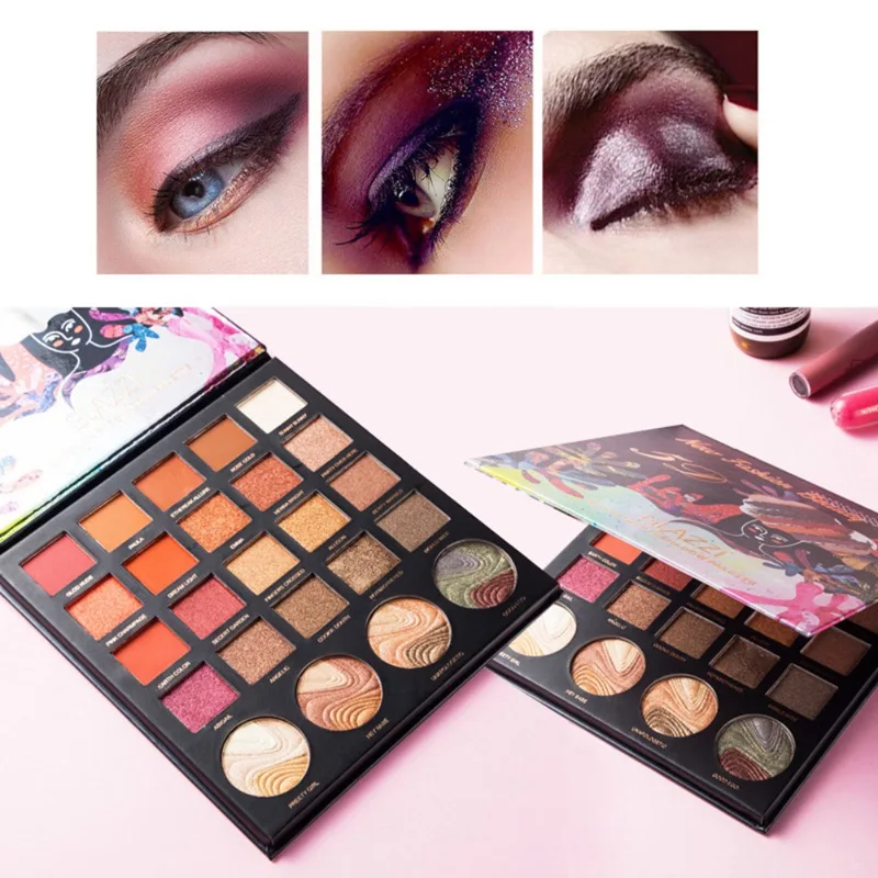 24 цвета Набор теней для век Профессиональная жемчужная матовая губная помада