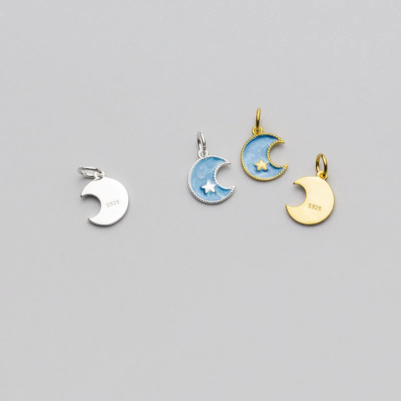 MEETSOFT офисное серебро 925 пробы голубая луна и звезды шикарные амулеты сделай сам