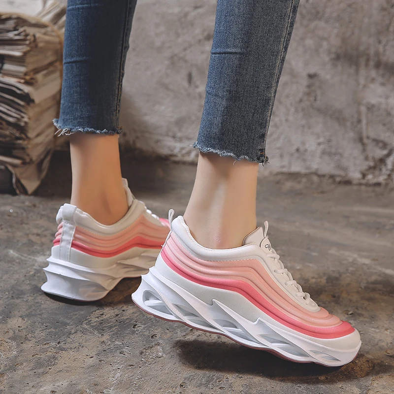 Hot Sneakers Women Sport Shoes Lace-Up Beginner Rubber Mesh Breathable Running Wear-resistant Round Cross Straps Flat Shoe | Спорт и