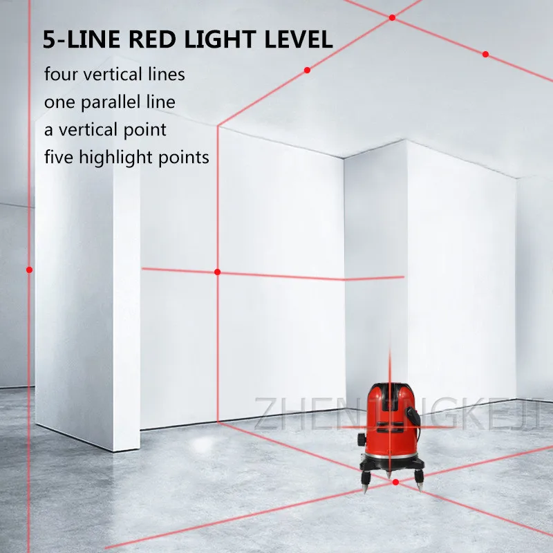 

5 Lines Infrared Spirit Level Automatic Wiring High Precision Red Light Meter Portable Decoration Glare Spirit Level Outdoor