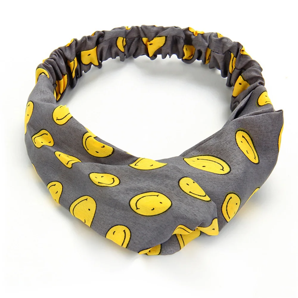 Повязка на голову женская с принтом улыбки эластичная лента для волос в