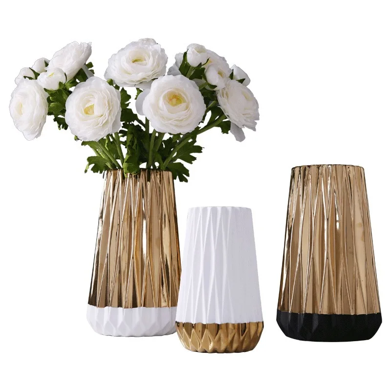 Золотая керамическая ваза простой домашний декор для гостиной спальни