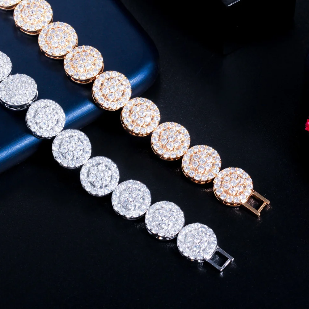 Браслет-цепочка Женский из желтого золота с фианитами B216 | Украшения и аксессуары