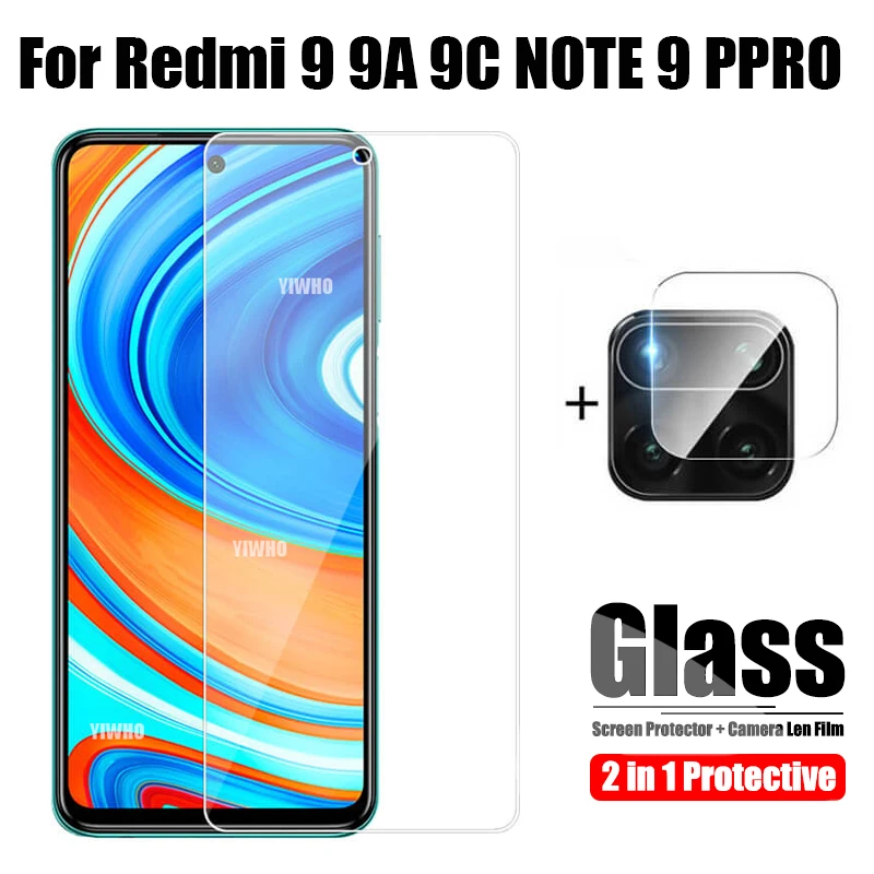 2 в 1 Защитное стекло для Xiaomi Redmi Note 9 Pro Max защита камеры на 9A 9C s Закаленное пленка