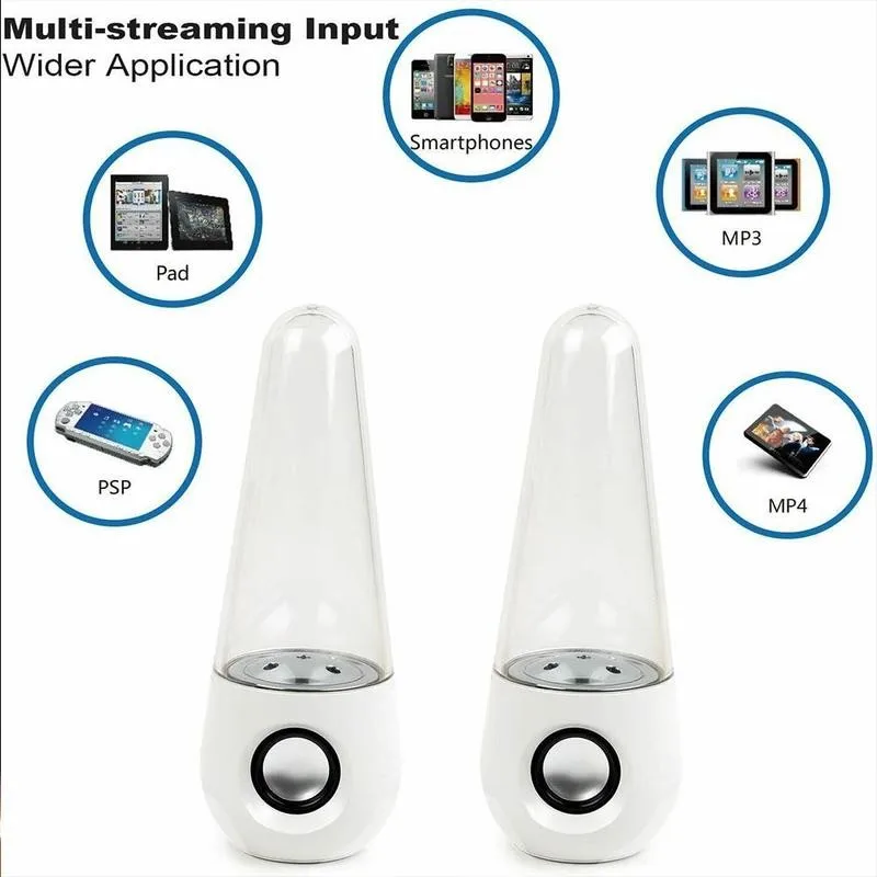 

1 Pair Of Bluetooth Version Creative Water Dance Speaker Fountain Colorful Lights Audio Mobile Phone Computer Speaker Subwoofer